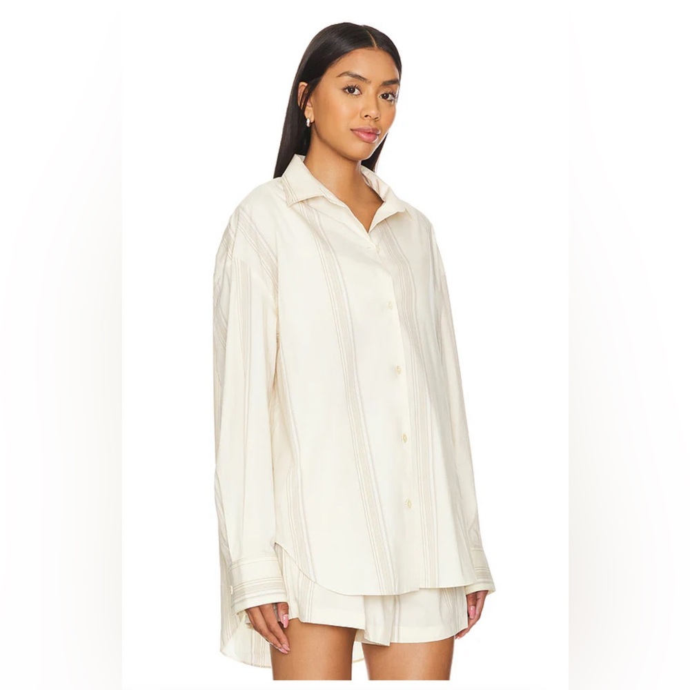 NWT Faithfull the Brand En Vau Oversized Shirt in Foam & Taupe Stripe Size‎ L - Picture 5 of 11